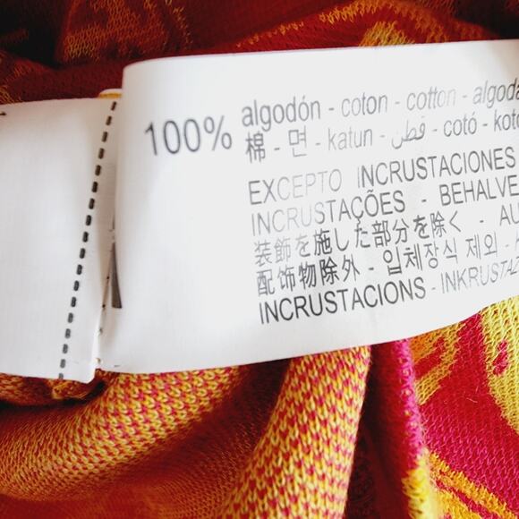 Zara Pink and Orange Floral Print Jaquard Dress with Jewel Accents Medium - Picture 5 of 8